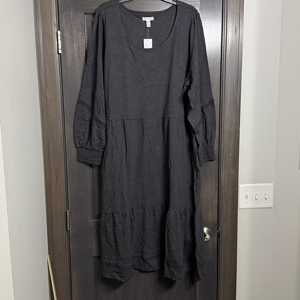 Canyon Retreat NWT‎ Easy Midi Tiered Dress- 3X in Washed Black